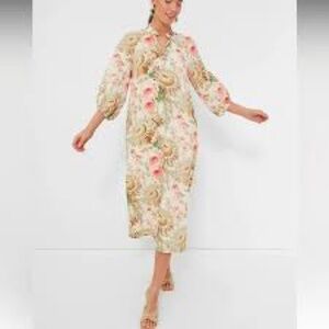 Tuckernuck Floral Midi Dress - Pink and Green
